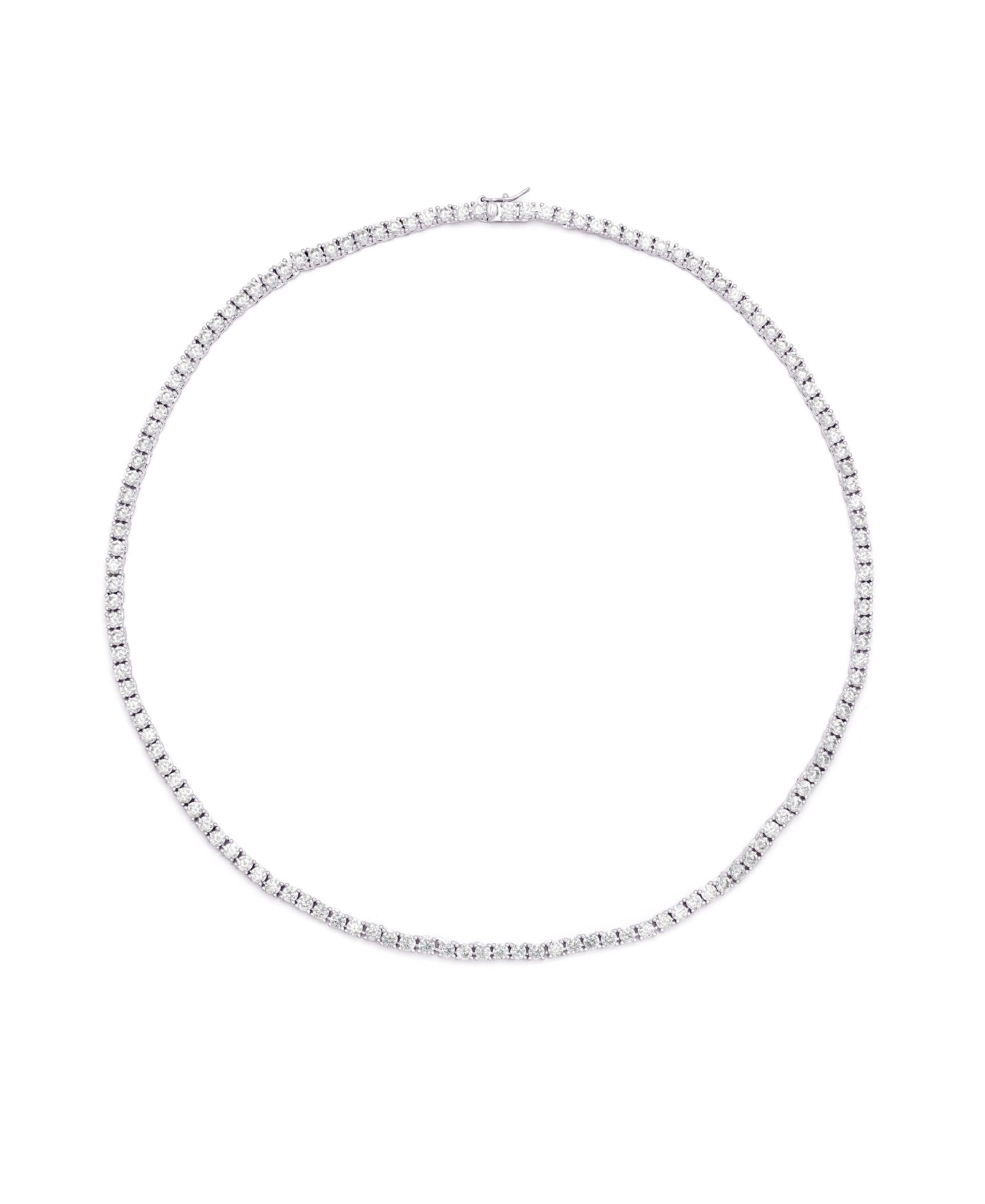 Cubic Zirconia Tennis Necklace In Silver Plate or Gold Plate