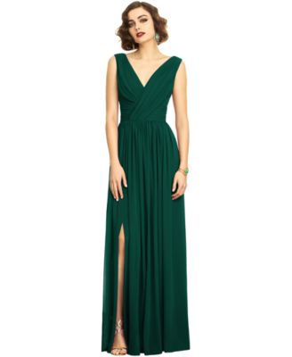 Dessy Collection женское длинное платье из шифона с драпировкой и разрезом спереди без рукавов