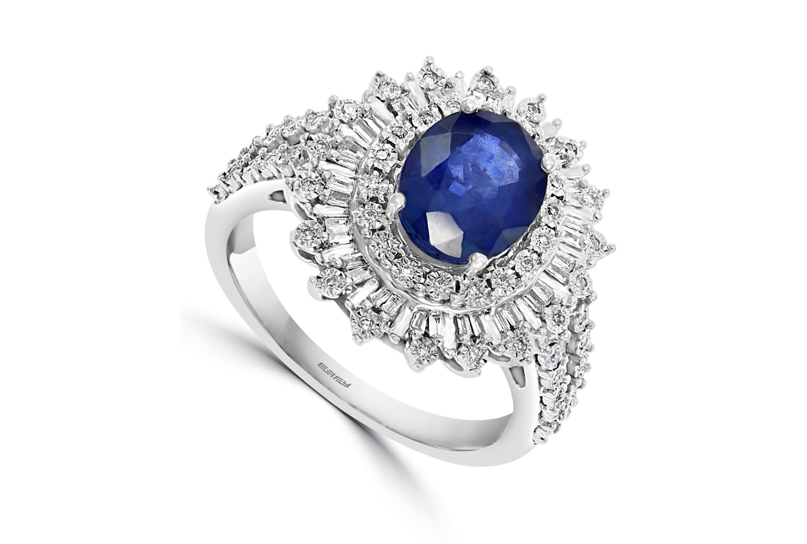 Кольцо EFFY® Ruby (1-7/8 ct. t.w.) & Diamond (1/4 ct. t.w.) Halo Statement в 14k White Gold