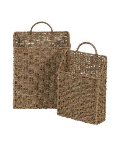 Household Essentials Rectangular Wicker Hanging Baskets, Set of 2, Small and Large