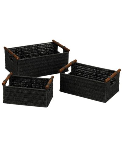 Household Essentials Decorative Woven Baskets, Set of 3 Baskets, Paper Rope, Small, Medium and Large