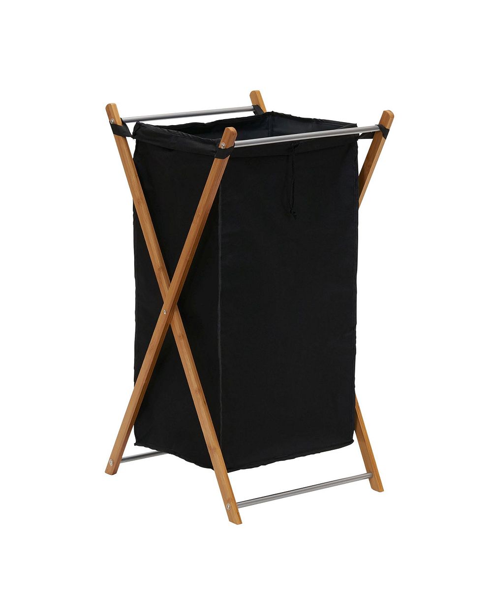 Household Essentials X-Frame Bamboo Hamper, Washable  Liner