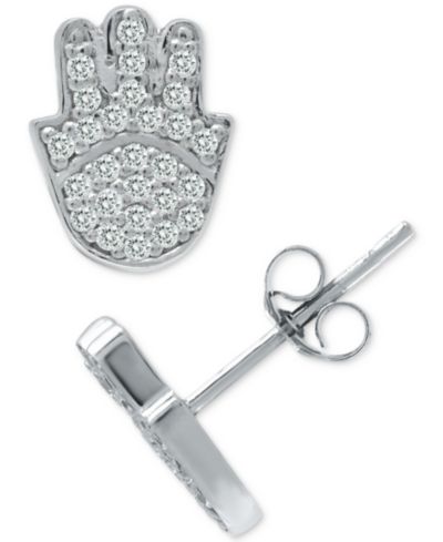 Серьги-гвоздики Giani Bernini Cubic Zirconia Hamsa Hand в стерлинговом серебре