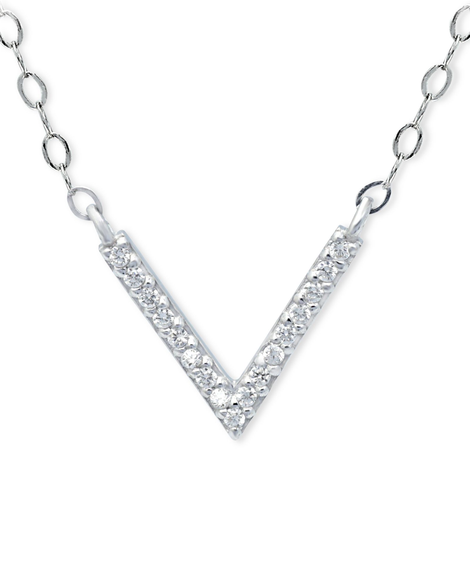 Giani Bernini Cubic Zirconia Mini-Chevron 16" Pendant Necklace, Created for Macy's