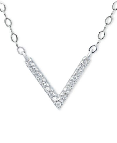 Giani Bernini Cubic Zirconia Mini-Chevron 16" Pendant Necklace, Created for Macy's