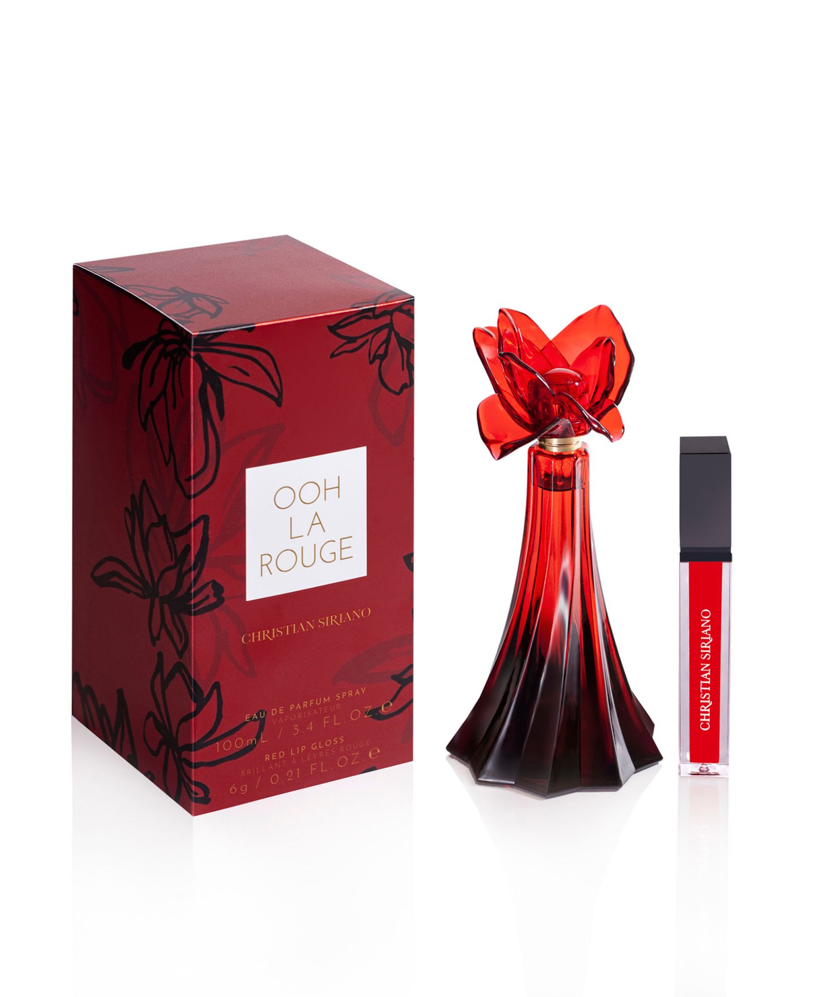 Christian Siriano Ooh La Rouge Perfume 3.4 oz и блеск для губ 0.21 oz