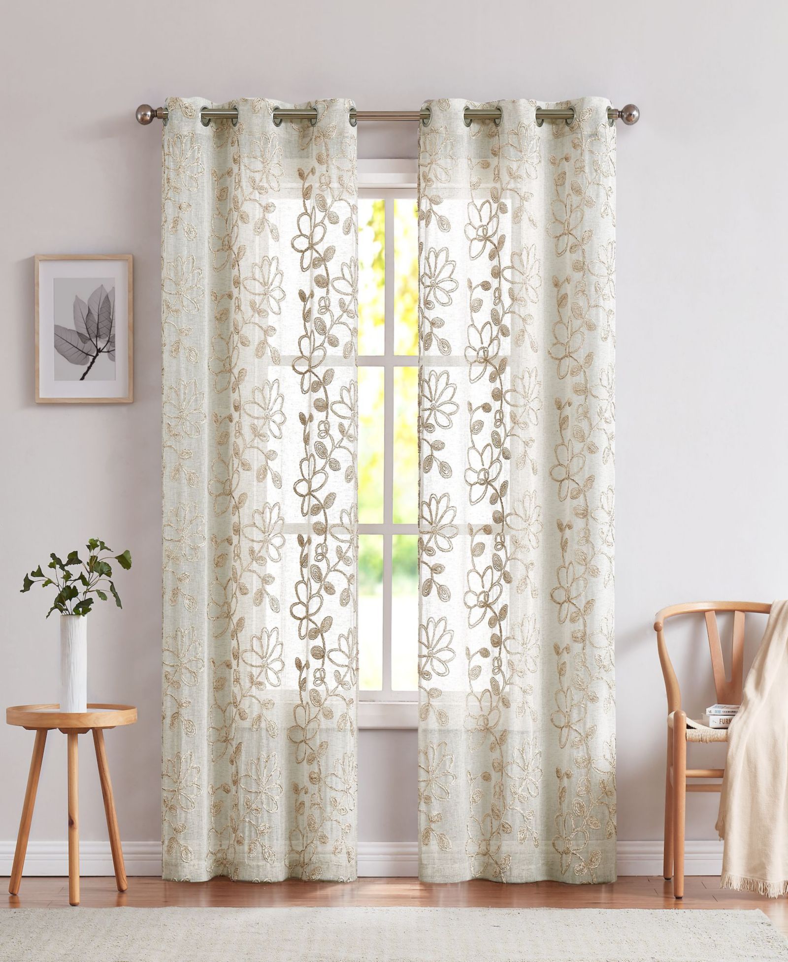 Dainty Home Rita Linen Look 76" W x 84" L Grommet Window Panel Set