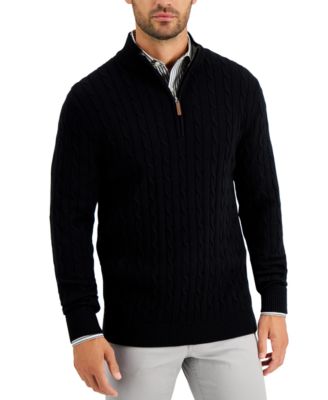 Мужская Club Room Cable Knit Quarter-Zip Sweater, Macy's Exclusive