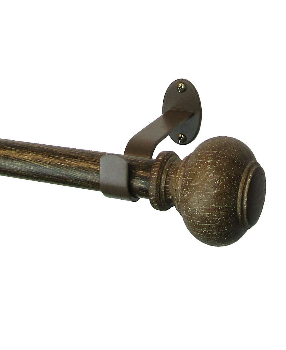 Набор карнизов Elrene Home Fashions Rhinebeck Rustic Faux Wood 1" Diameter Adjustable с круглыми наконечниками