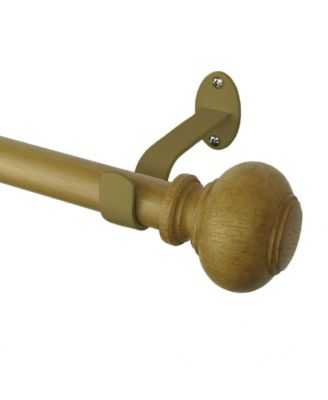Elrene Home Fashions Rhinebeck Rustic Faux Wood 1" Diameter Adjustable Curtain Rod Set with Round Finials