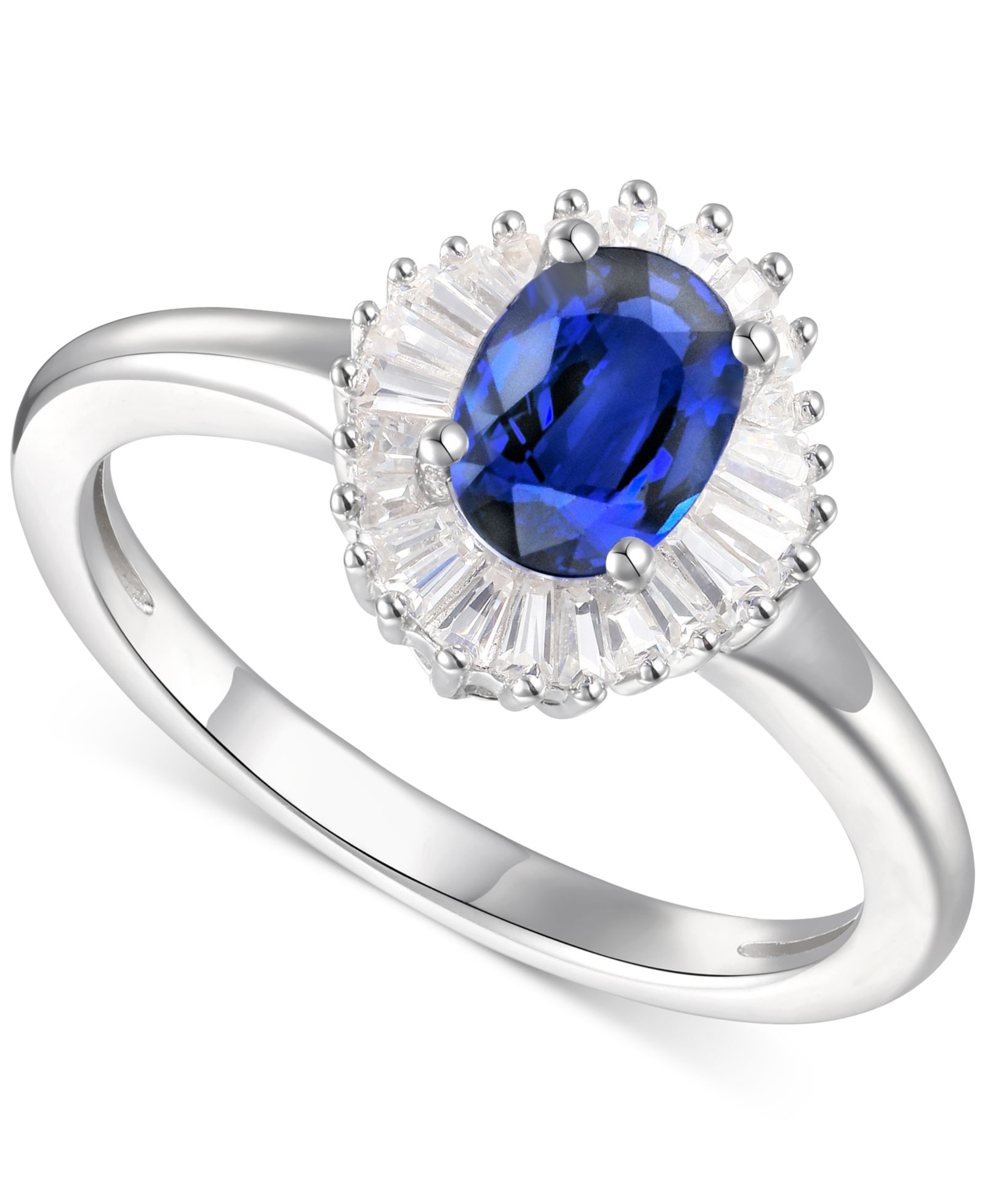 Кольцо с сапфиром (1 ct. t.w.) и бриллиантом (1/4 ct. t.w.) из белого золота 14k