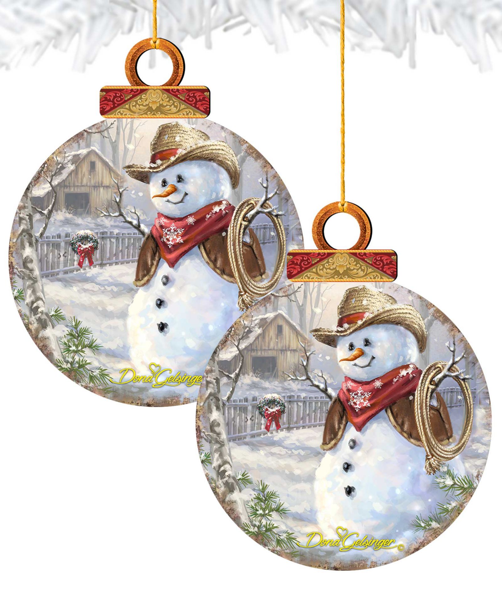 Украшение Cowboy Snowman Designocracy by Dona Gelsinger, набор из 2 шт.