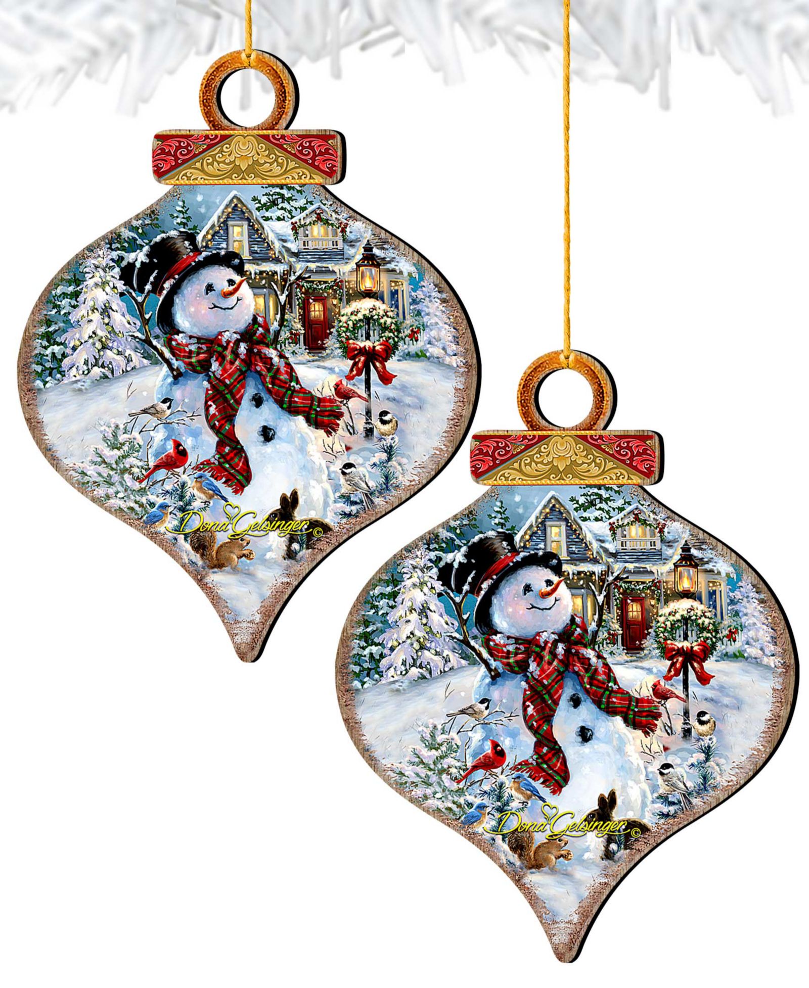 Деревянные елочные украшения Designocracy An Old Fashioned Christmas, набор из 2 шт.