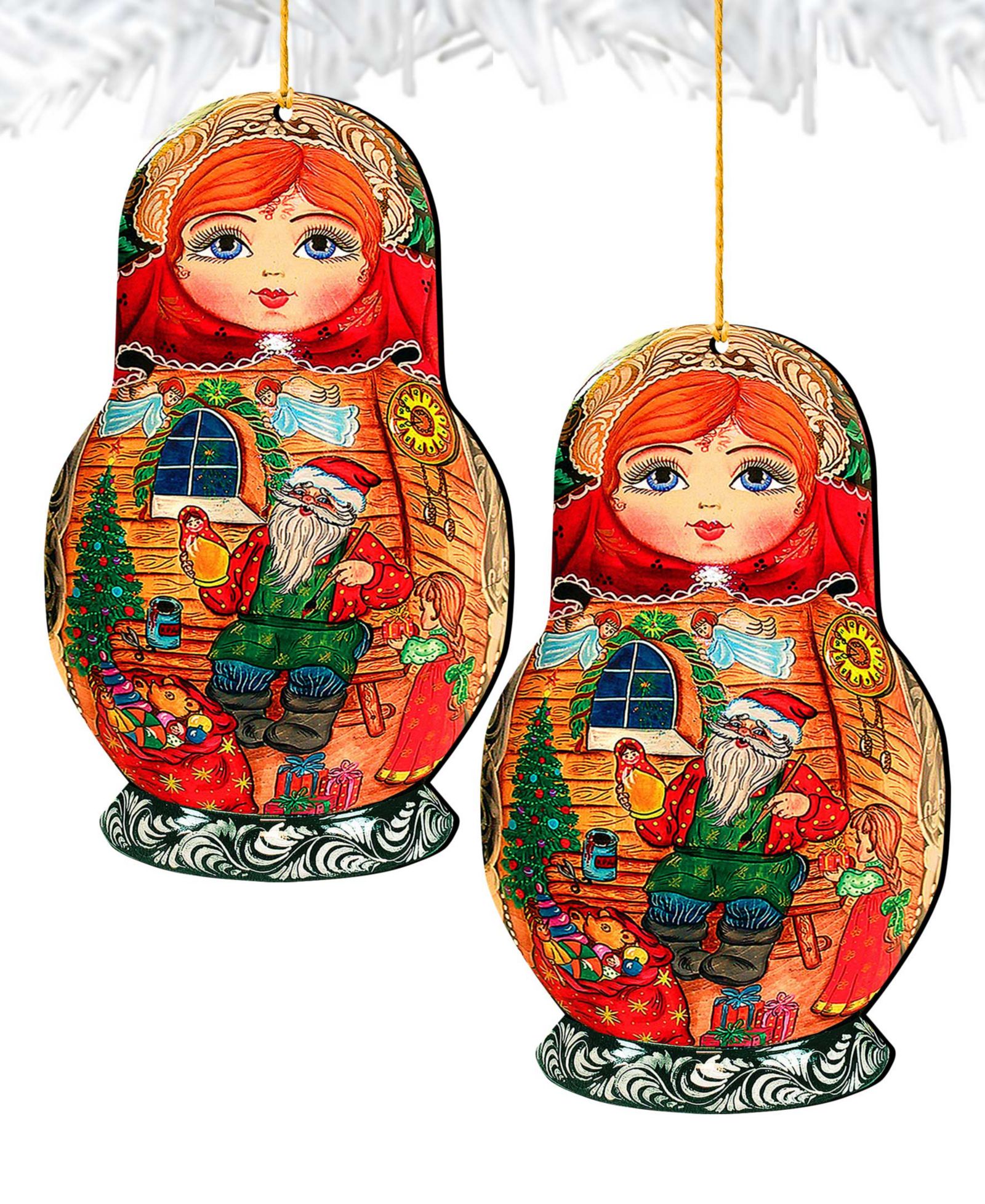 Деревянные украшения Designocracy Matreshka Doll, набор из 2 штук
