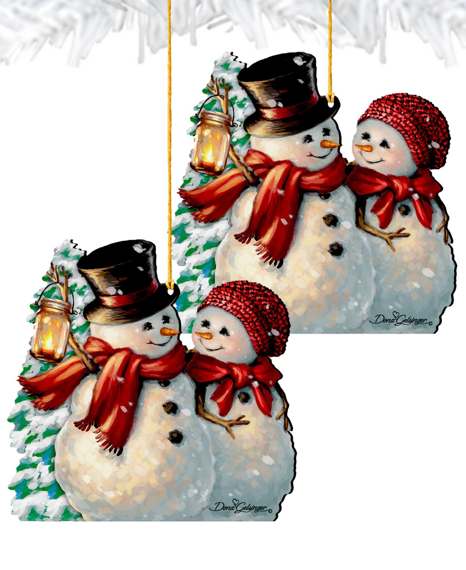 Designocracy by Dona Gelsinger Snow Much in Love Ornament, Set of 2