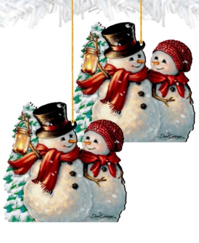Designocracy by Dona Gelsinger Snow Much in Love Ornament, Set of 2