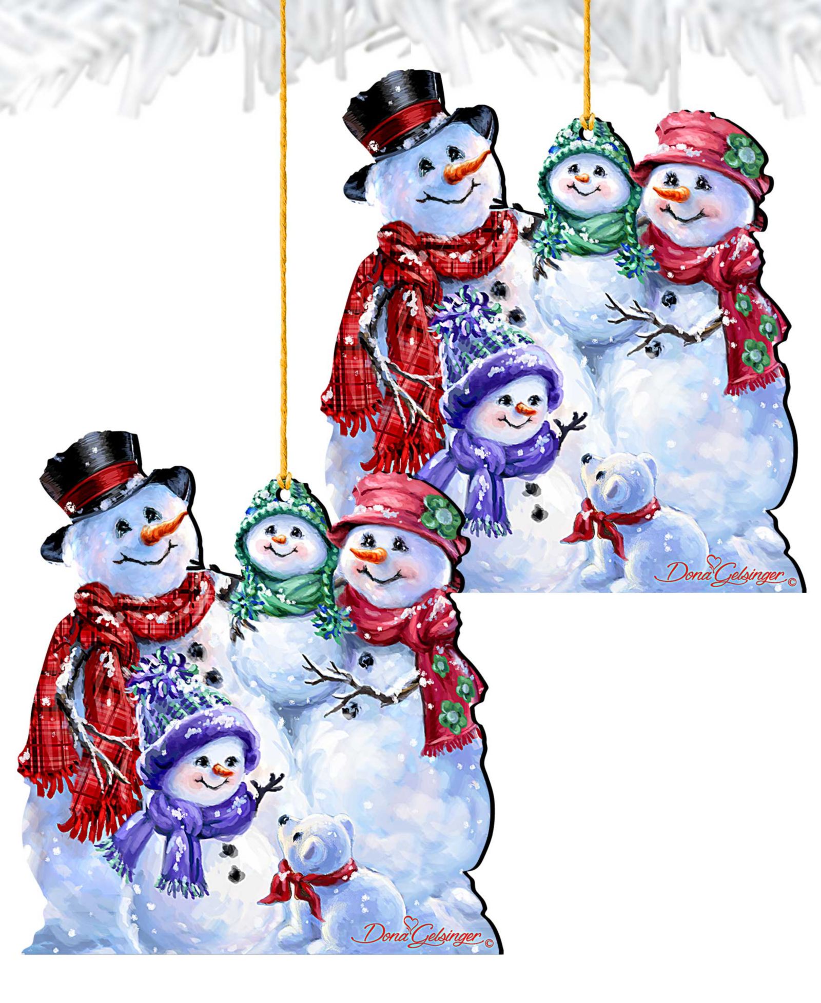 Designocracy by Dona Gelsinger Украшение Snowflake Family, набор из 2 шт.
