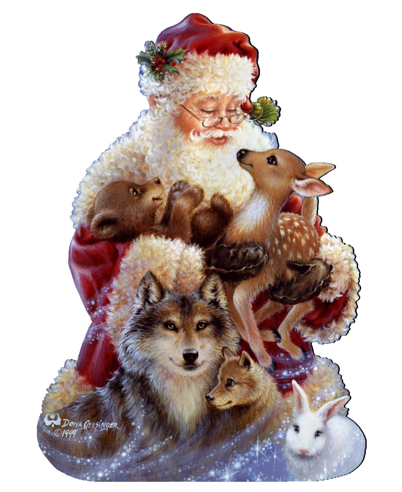 Подвесное украшение Designocracy by Dona Gelsinger Santa Little Friends на стену и дверь