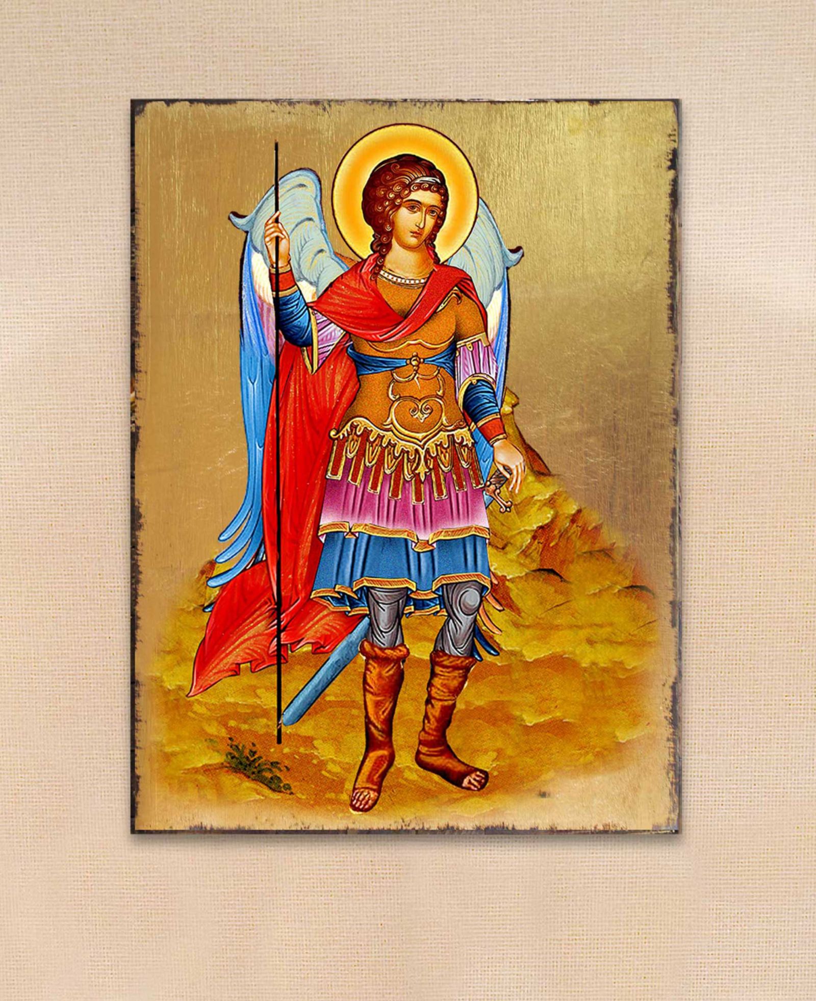 Настенное панно Designocracy Icon Святой Михаил Архангел на дереве 8"
