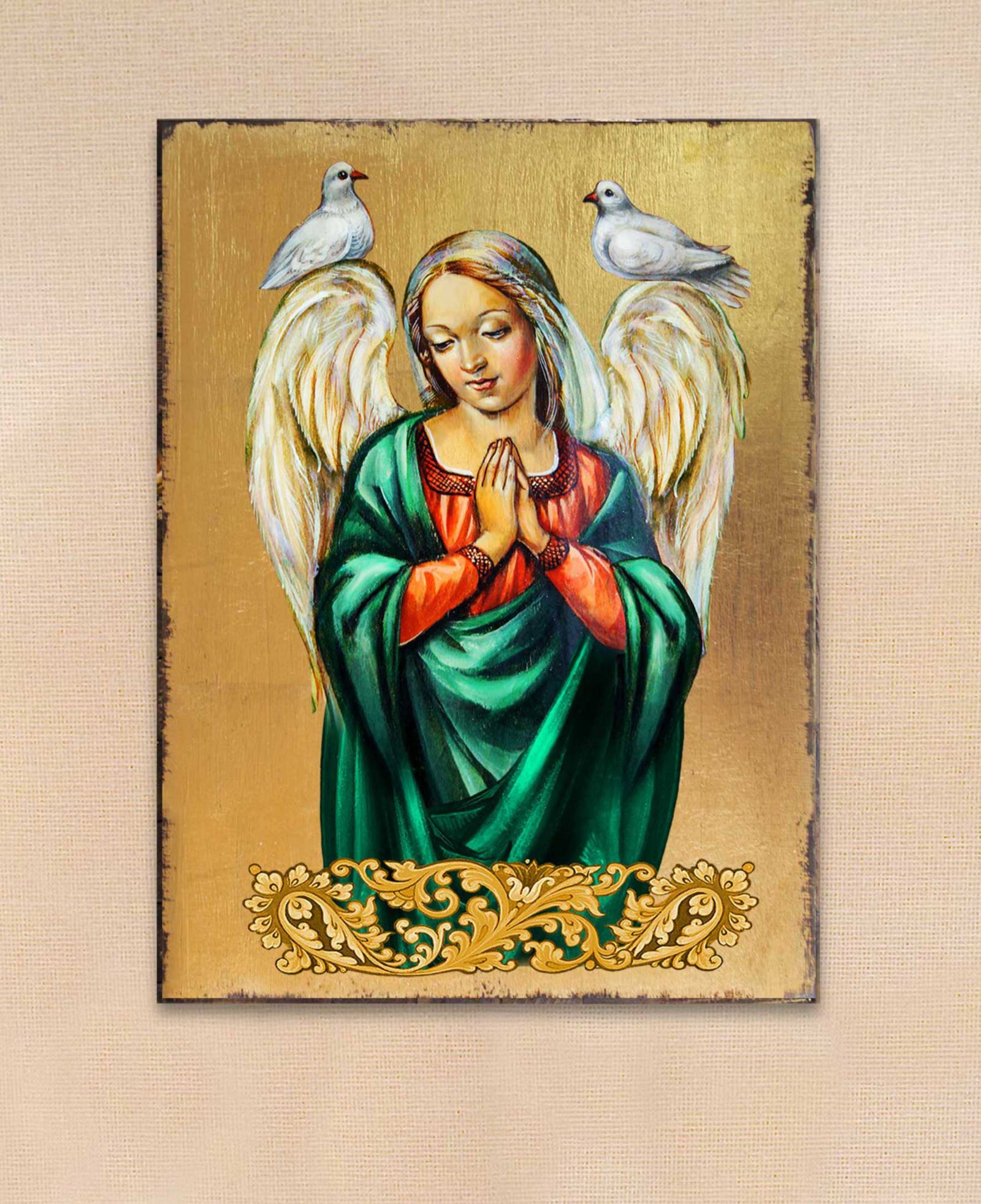 Настенный декор Designocracy Icon Praying Angel на дереве 8"