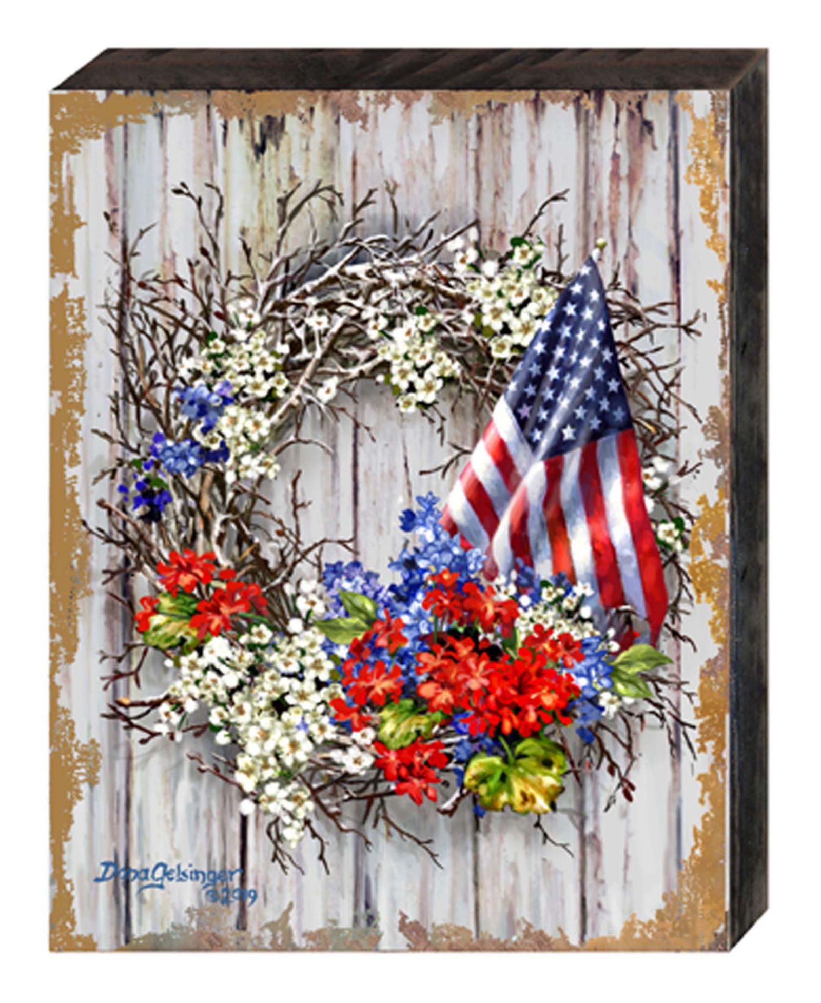 Designocracy декоративный венок Patriotic Wooden Block by Dona Gelsinger