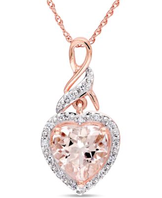 Morganite (1-3/4 ct. t.w.) & Diamond (1/20 ct. t.w.) Heart Swirl 17" Pendant Necklace in 10k Rose Gold