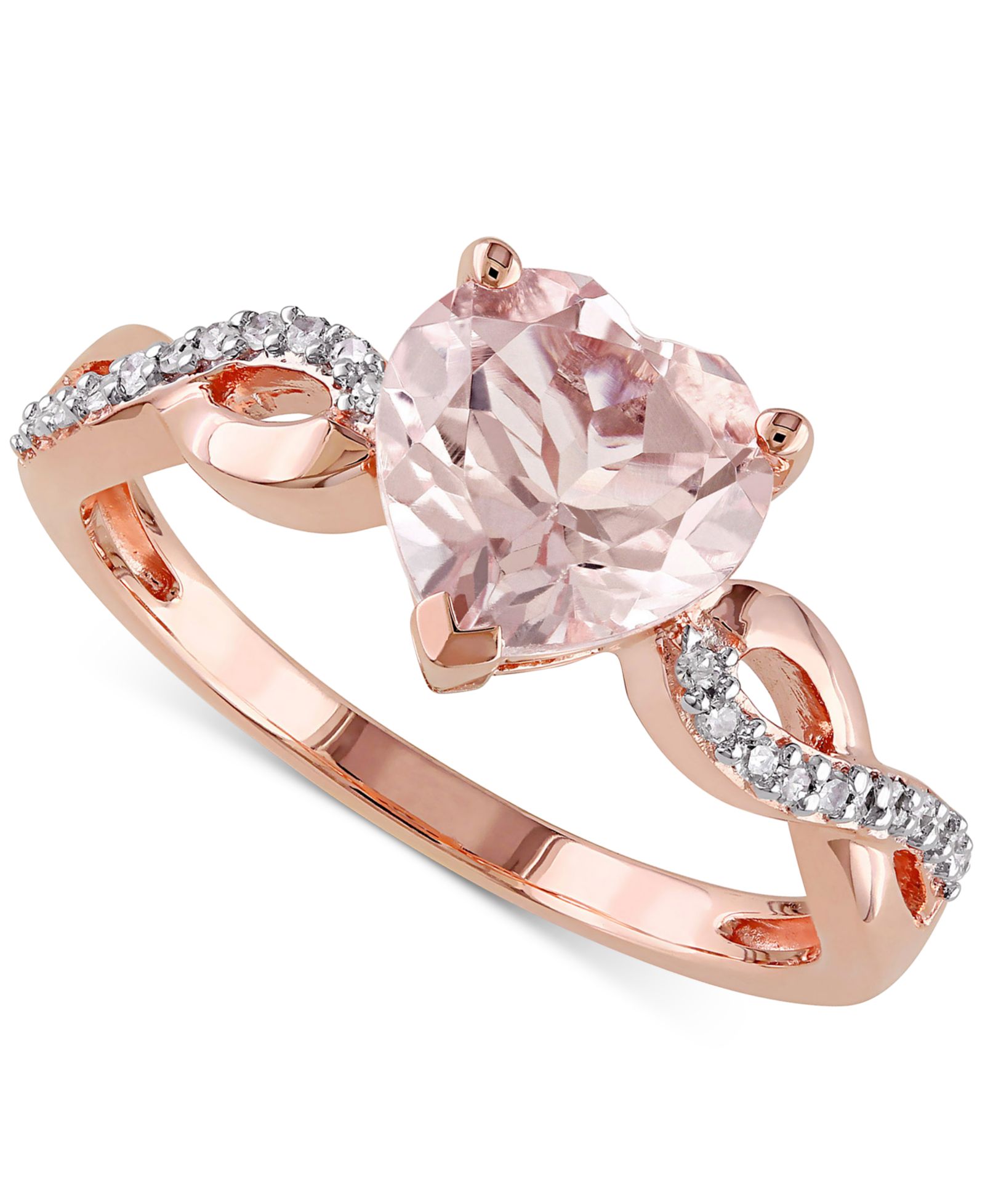 Кольцо с morganite и diamond в розовом золоте 10k