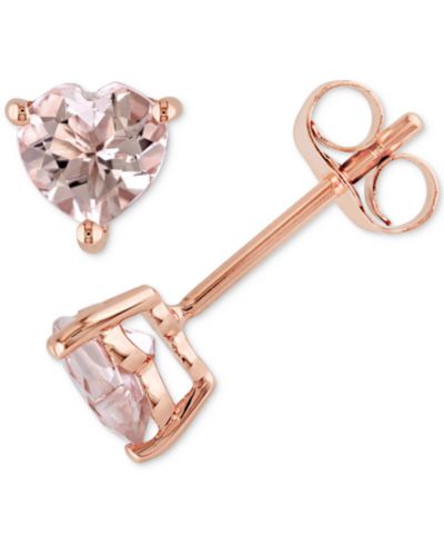 Серьги-гвоздики Morganite Heart (1 ct. t.w.) в золоте 10k Rose Gold