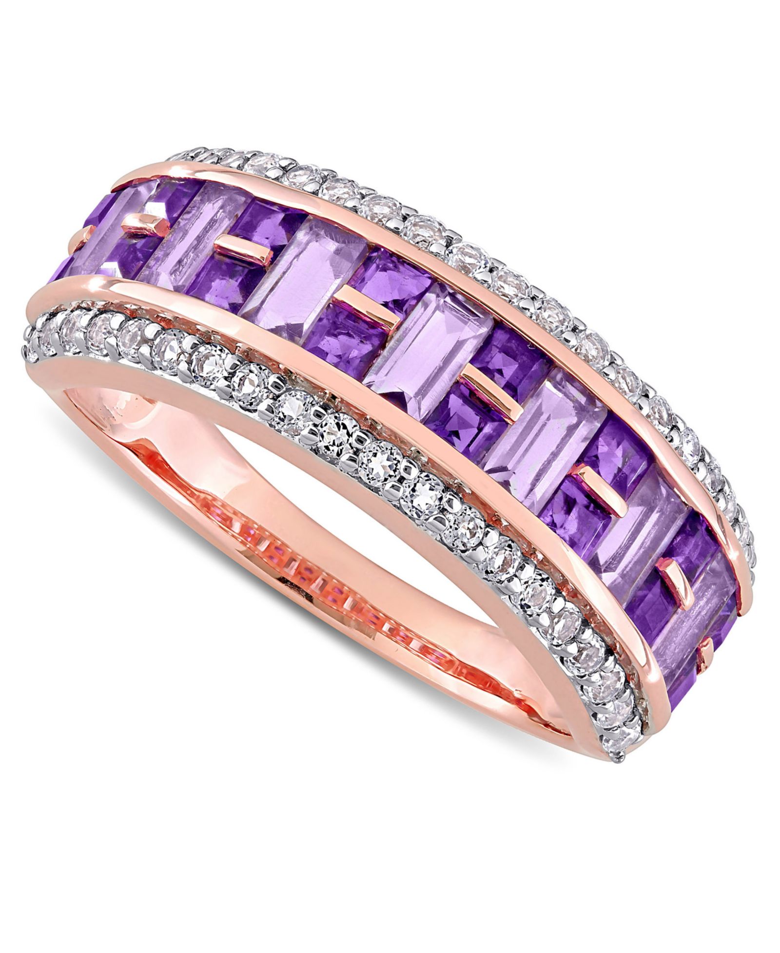 Кольцо Amethyst (1-5/8 ct. t.w.) & White Topaz (2/5 ct. t.w.) в 10k Rose Gold