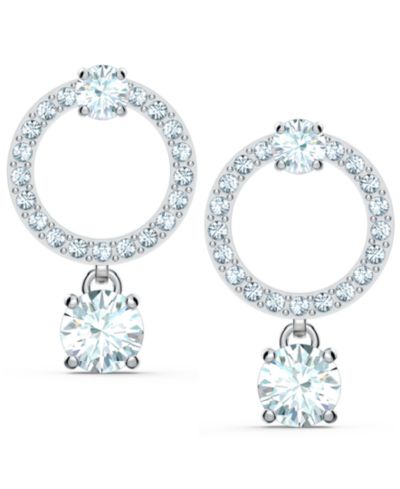 Серьги-подвески Swarovski Silver-Tone Crystal Circle & Charm Drop