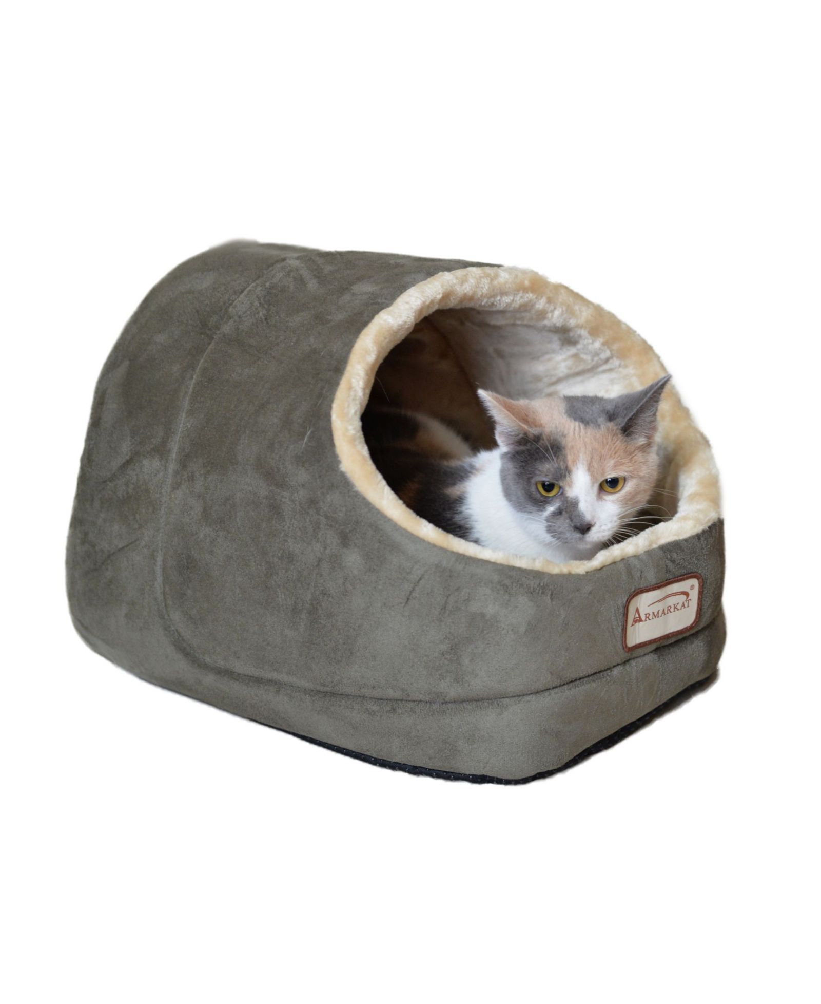 Armarkat Faux Suede Cozy Enclosed Cave Cat Kitten Sleeping Bed, 18"(L) X 12.5"(W) X 11.5"(H), C18HML/MH, Laurel Green