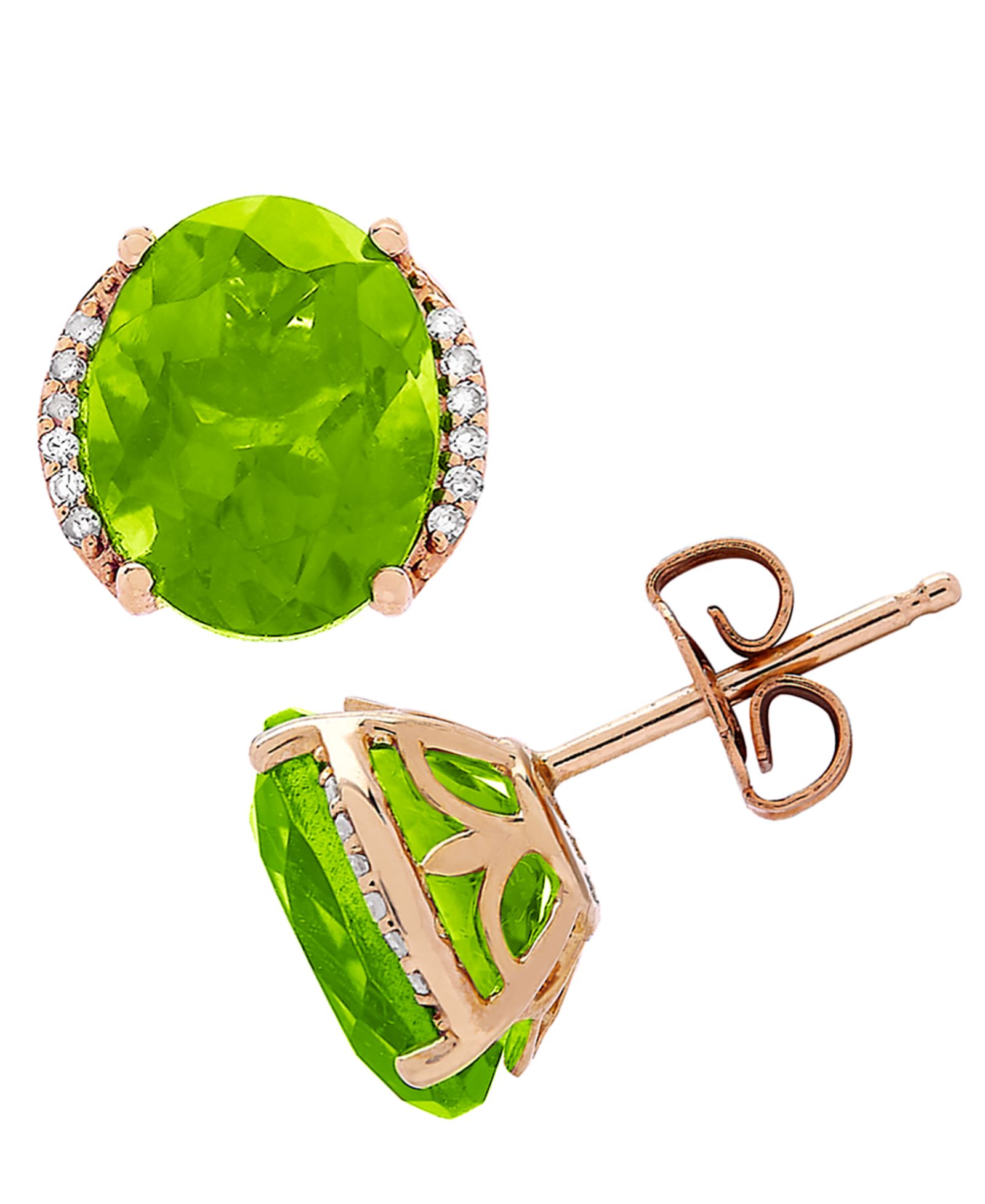 Серьги-гвоздики Peridot & Diamond 14k Gold
