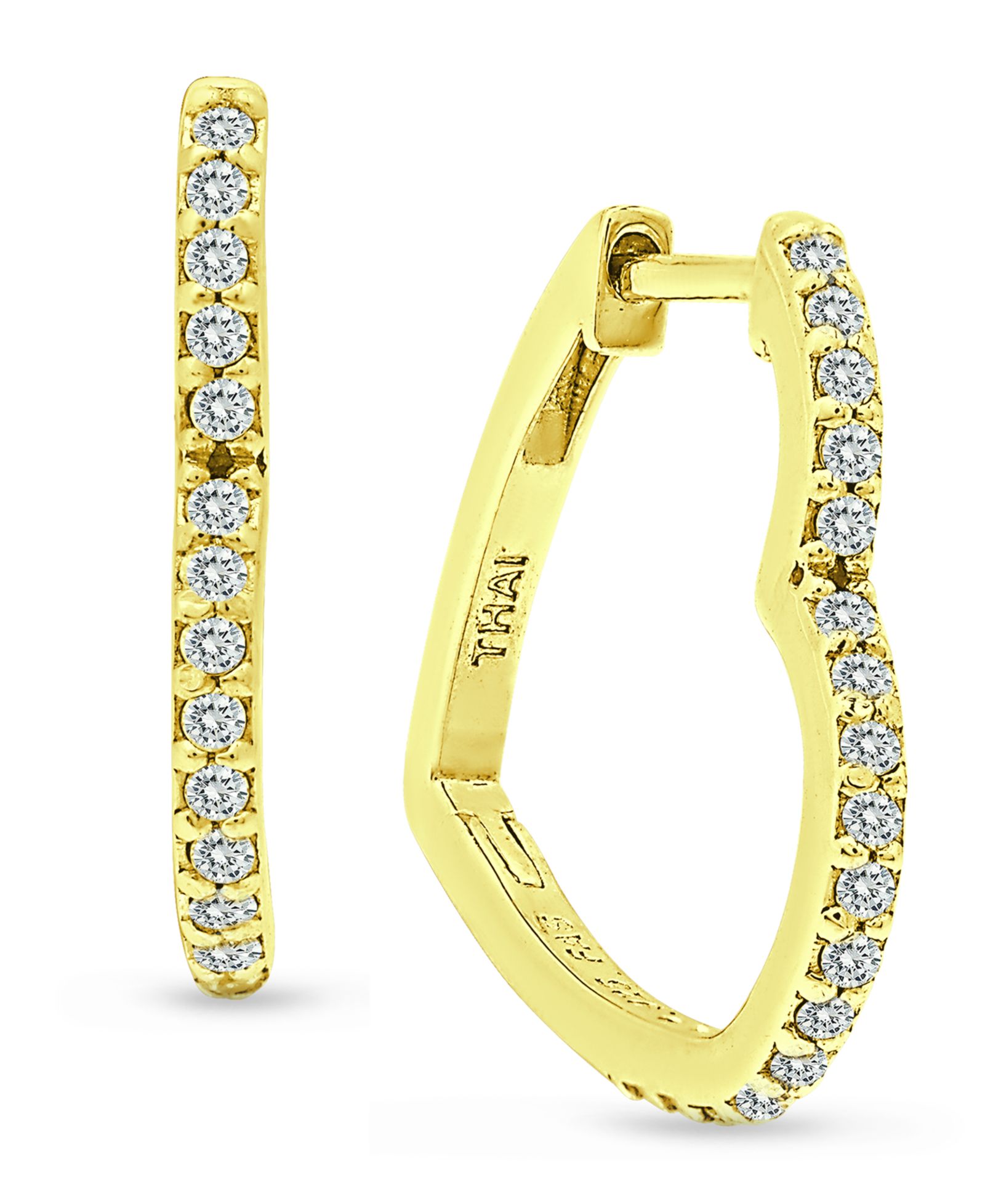 Серьги-кольца Giani Bernini Cubic Zirconia Small Heart в позолоченном стерлинговом серебре
