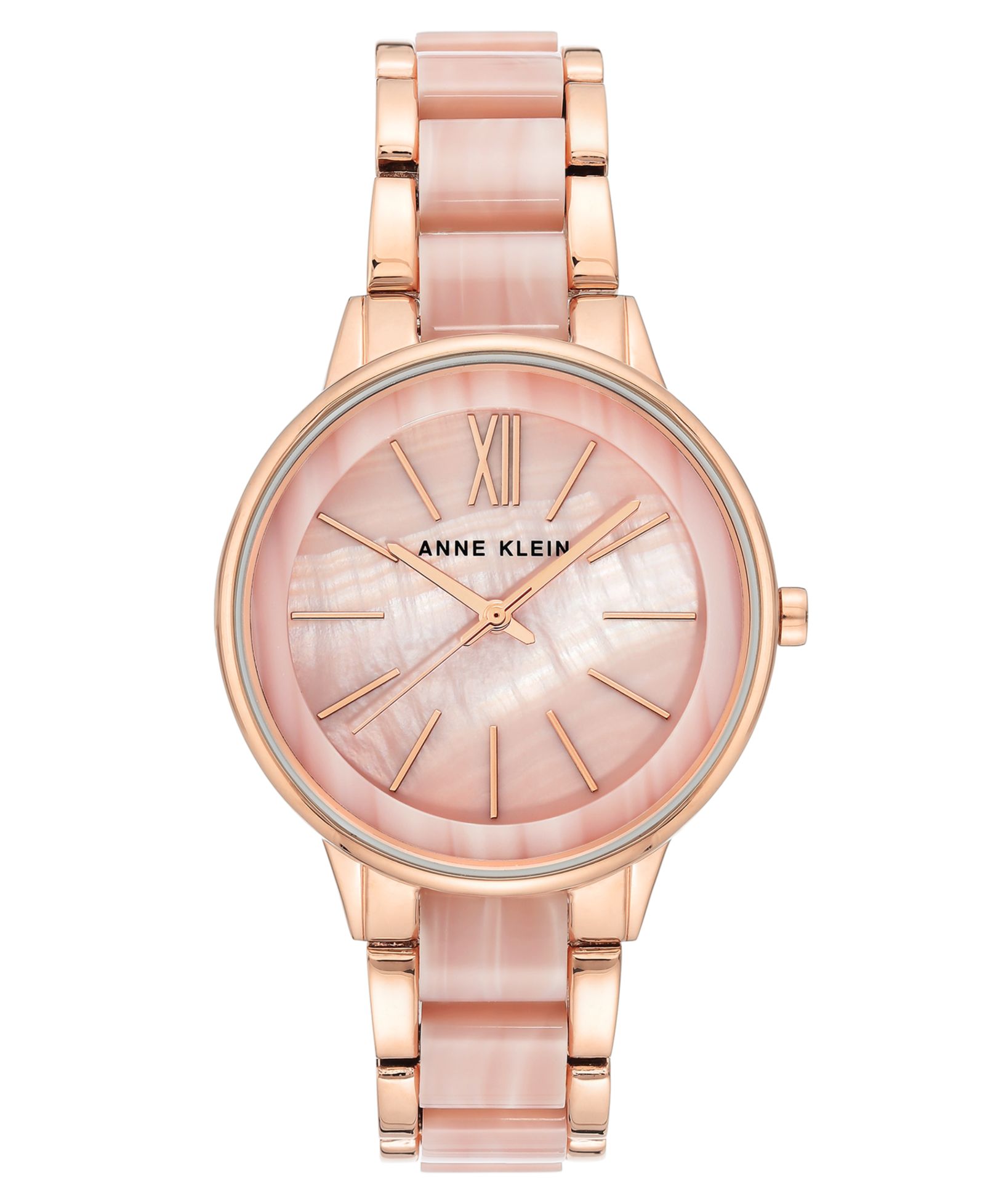 Женские наручные часы Anne Klein Rose Gold-Tone & Pink Marble Acrylic, 37mm