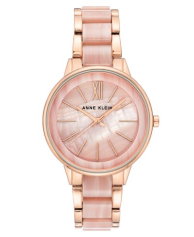 Женские наручные часы Anne Klein Rose Gold-Tone & Pink Marble Acrylic, 37mm