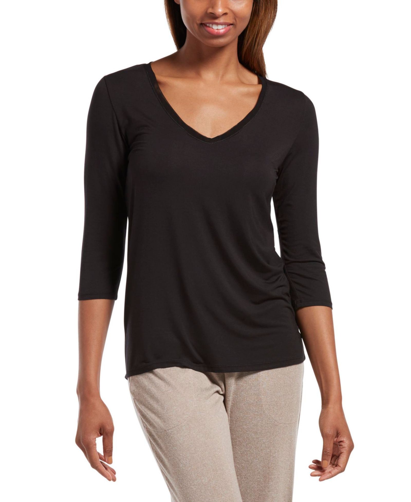 Женский трикотажный топ Hue Sleepwell Solid 3/4 V-Neck с технологией терморегуляции