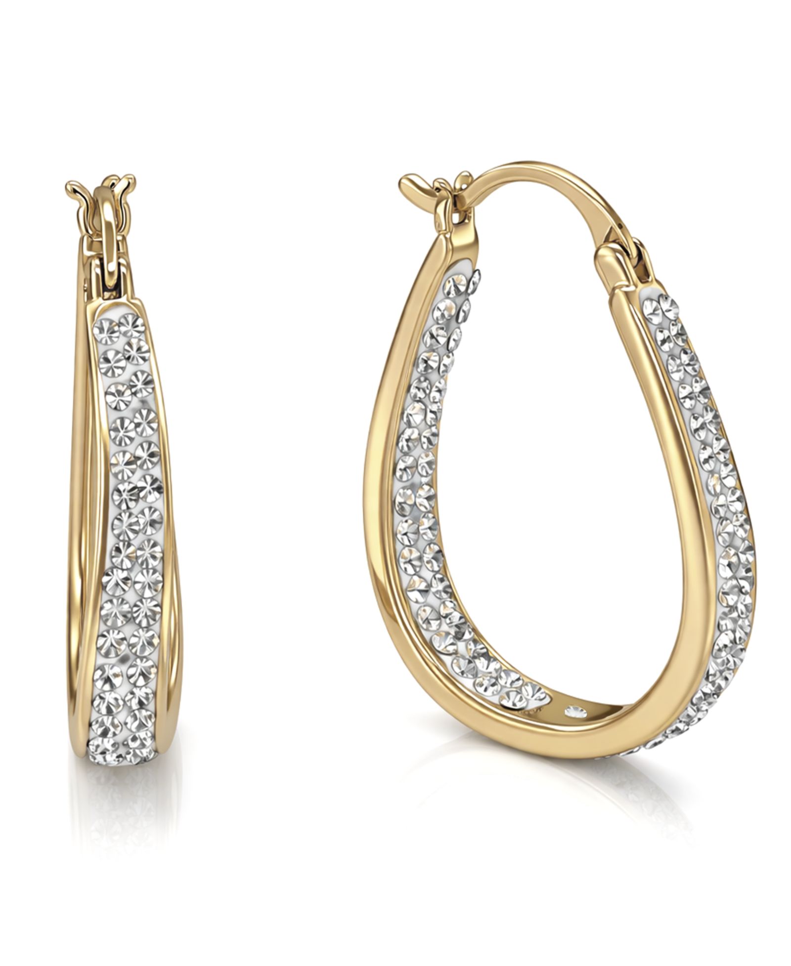 Серьги-кольца And Now This Crystal In & Out Teardrop Hoop, Silver Plate, Gold-Plate или Rose Gold Plate