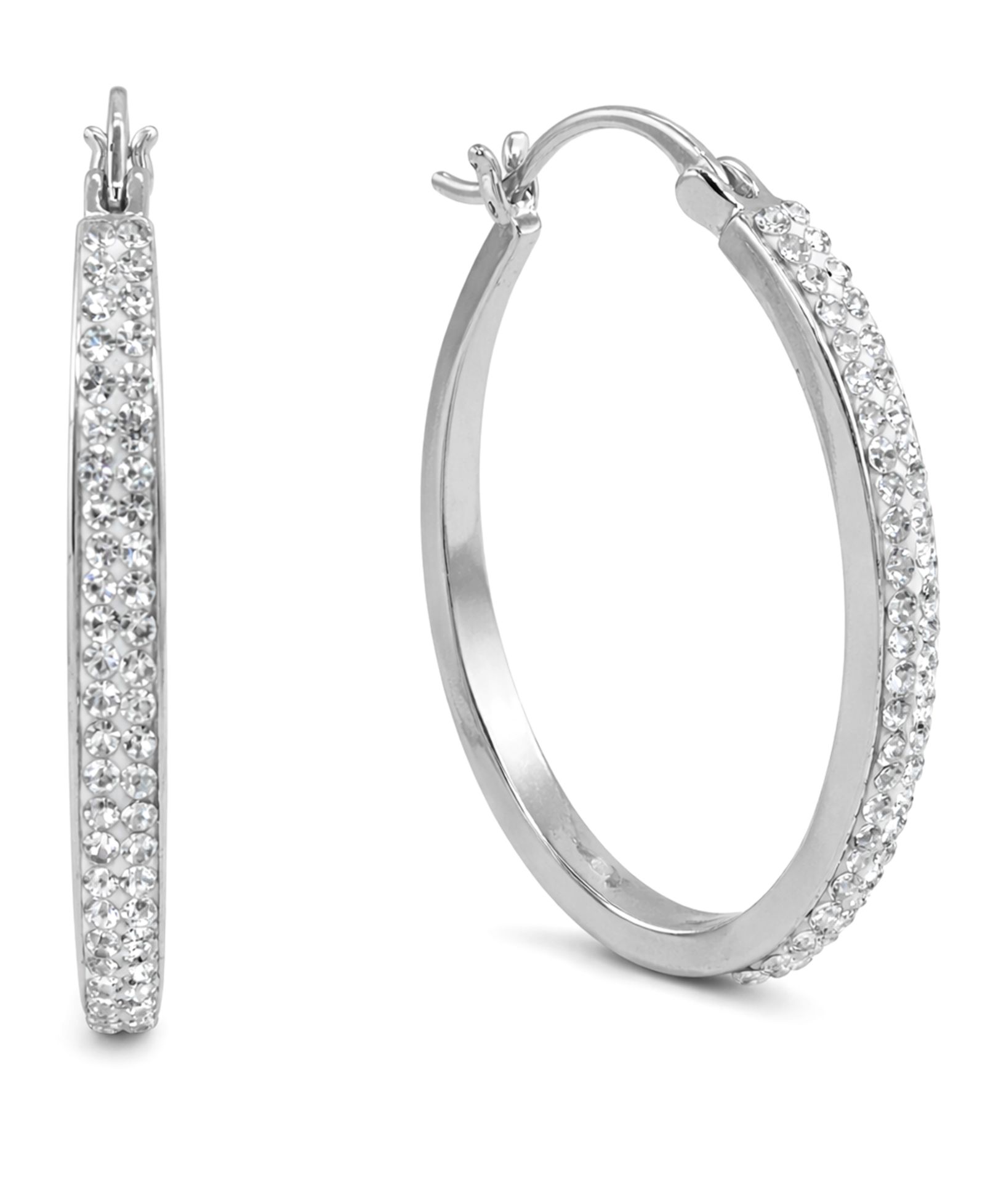 Серьги-кольца And Now This Crystal Tapered в серебряном покрытии, 1.2"