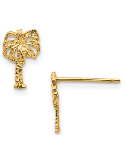 Серьги-гвоздики с пальмой из золота 14k