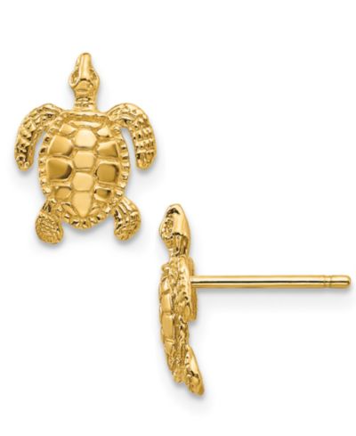 Серьги-гвоздики Sea Turtle в золоте 14k