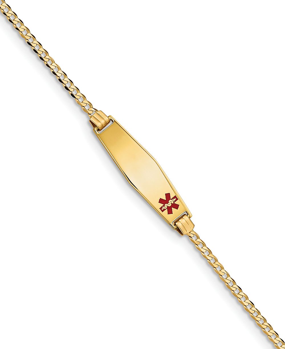 Medical Info ID Plate Bracelet in 14k Gold