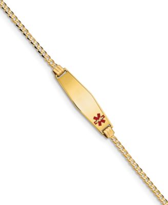 Medical Info ID Plate Bracelet in 14k Gold
