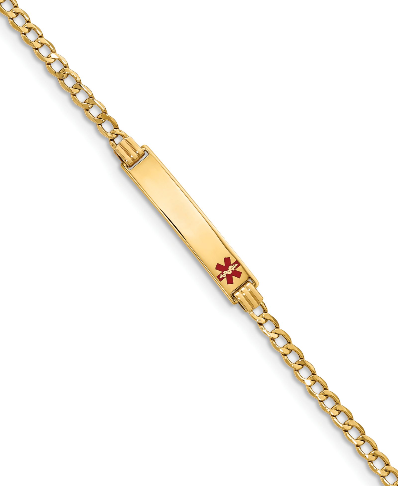 Medical Info ID Plate Bracelet in 14k Gold