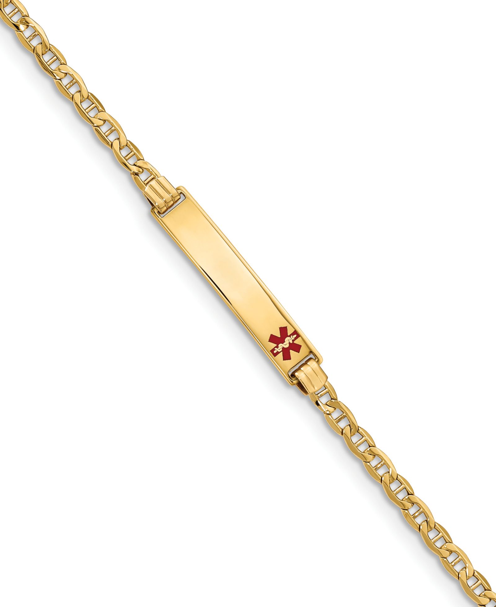 Браслет с табличкой для медицинской информации из золота 14k