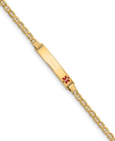 Medical Info ID Plate Bracelet in 14k Gold