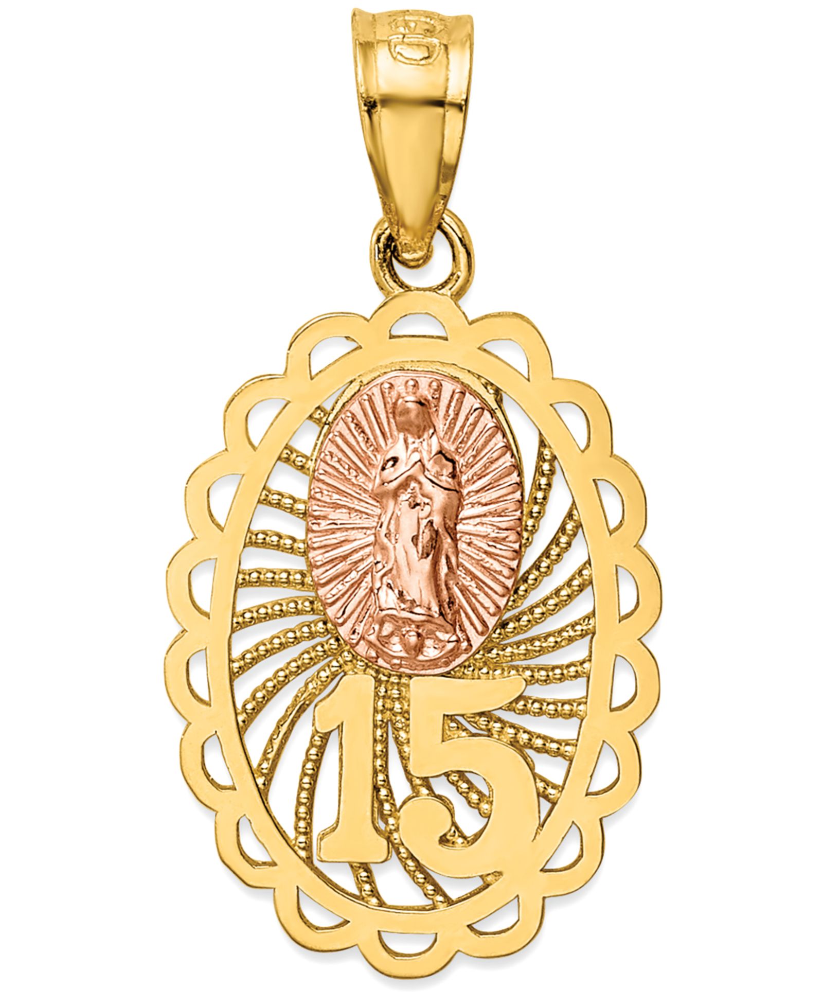 Подвеска-шарм Our Lady of Guadeloupe 14k Yellow & Rose Gold 15"
