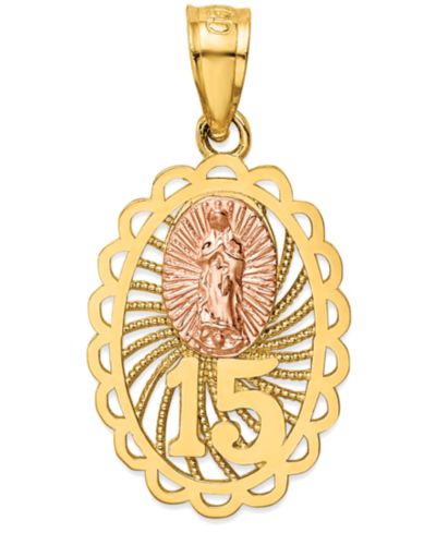 Подвеска-шарм Our Lady of Guadeloupe 14k Yellow & Rose Gold 15"