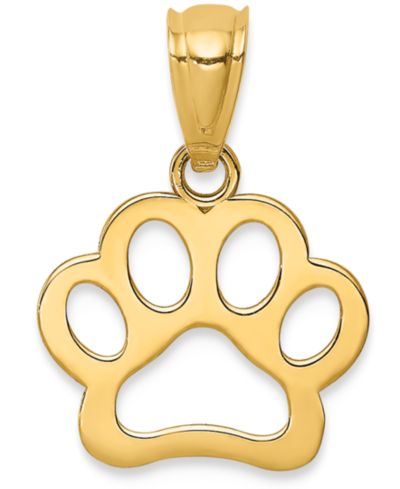 Подвеска-шарм Paw Print Openwork в 14k Yellow Gold
