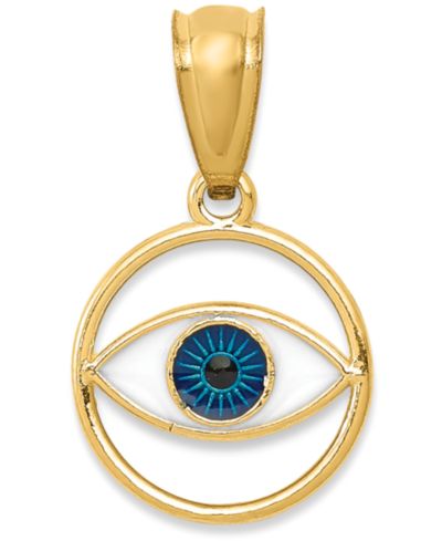 Подвеска-амулет Evil Eye из 14k золота с эмалью