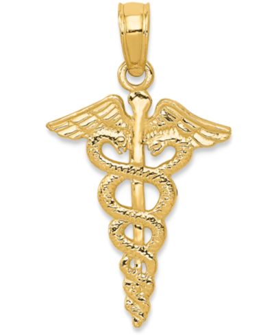 Подвеска-амулет Caduceus из желтого золота 14k